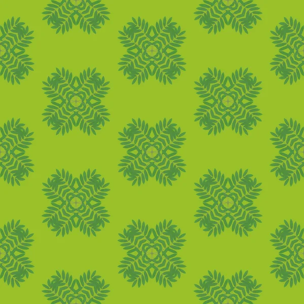 Print Seamless Pattern. Mandala Leaves with green background. — Stock Photo, Image