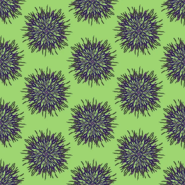 Print Seamless Pattern. Blue Mandala Flowers with green background. — Stock Photo, Image