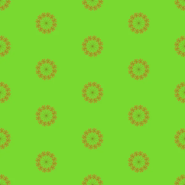 Print Seamless Pattern. Mandala Flowers with green background. — Stock Photo, Image