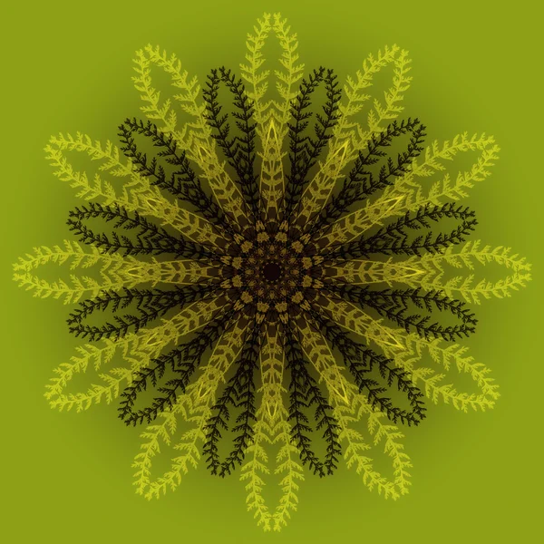 Blomma Mandala med gul bakgrund. Dekorativa runda blommönster. — Stockfoto