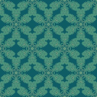 Dikişsiz desen yazdırın. mavi arka plan ile yeşil mandala çiçekler.