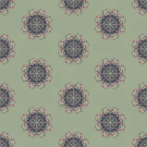 Print Seamless Pattern. Mandala Flowers with light blue background. — Zdjęcie stockowe