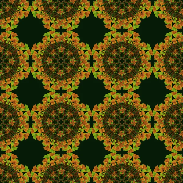 Print Seamless Pattern. Mandala Flowers with green background. — Stock Photo, Image