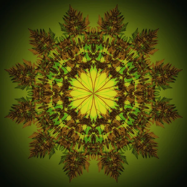 Mandala fiore con sfondo verde. Modello floreale rotondo ornamentale . — Foto Stock