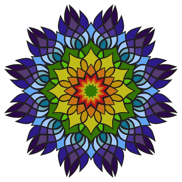 Hermoso vector arco iris mandala flor. Objeto floral redondo ornamental . — Archivo Imágenes Vectoriales