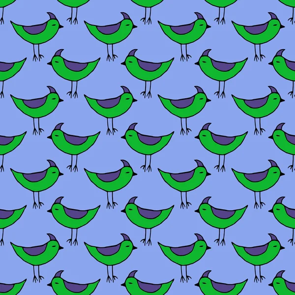Зеленый вектор птиц бесшовный узор — стоковый вектор