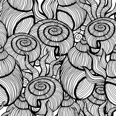 Güzel tek renkli deniz kabuğu vektör seamless modeli ayarla.