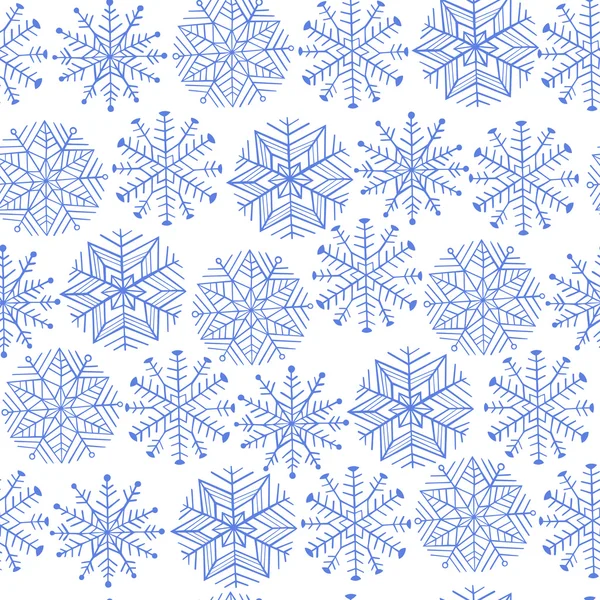 Lindo juego de copos de nieve de invierno. Patrón sin costura vectorial . — Archivo Imágenes Vectoriales