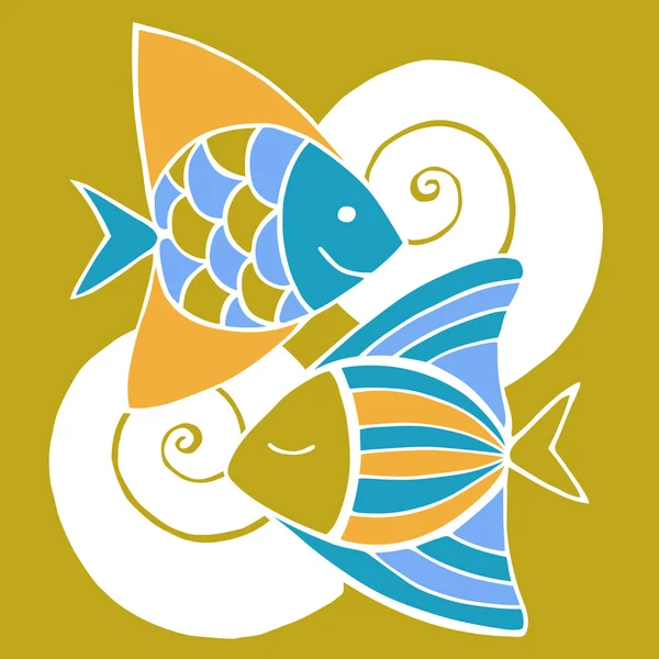 Bonito conjunto de peces de dibujos animados. Imagen vectorial . — Vector de stock