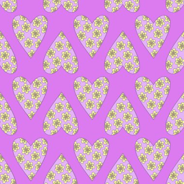 Vektör çiçekli güzel kalplerin seamless modeli. Sevgililer'ın günü, düğün ve doğum günü için en iyi tasarım.