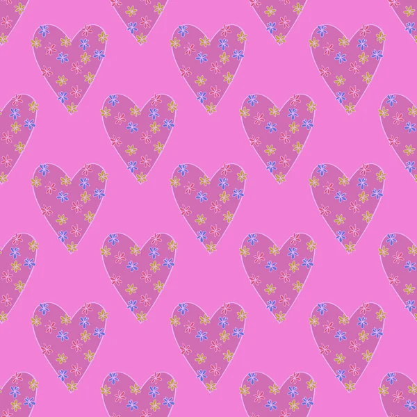 Vector naadloze patroon van mooi hart met bloemen. Het beste voor de Valentines dag, bruiloft en verjaardag ontwerpen. — Stockvector