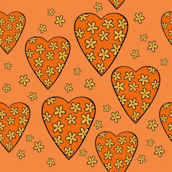 Vector naadloze patroon van mooi hart met bloemen. Het beste voor de Valentines dag, bruiloft en verjaardag ontwerpen. — Stockvector