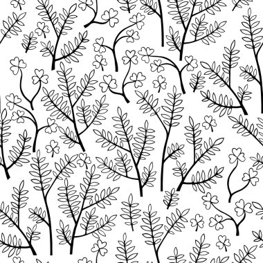 Güzel tek renkli çiçekler hazır, vektör seamless modeli.