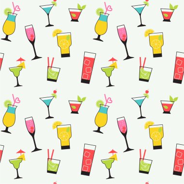 kokteyl illüstrasyon seamless modeli ayarla