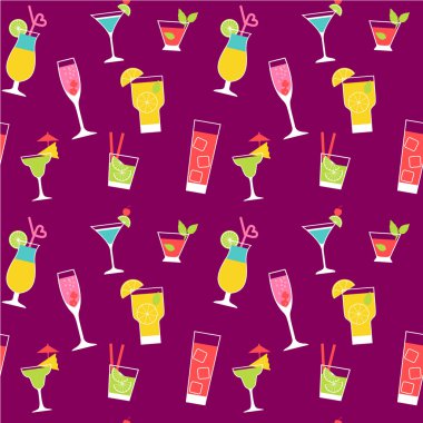 kokteyl illüstrasyon seamless modeli ayarla