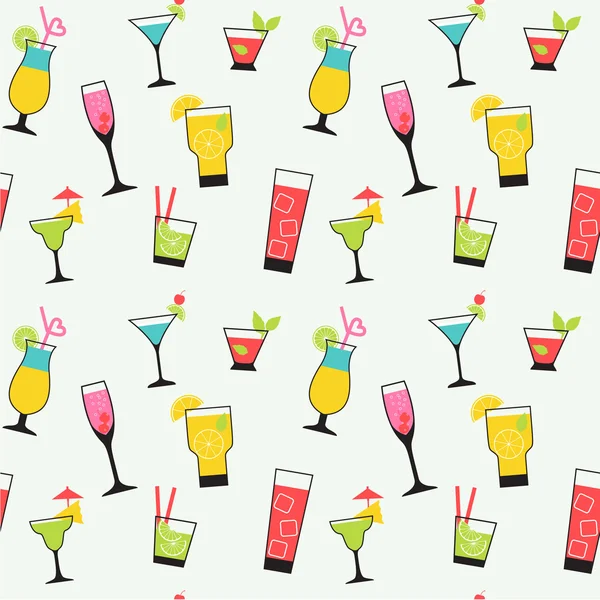 Cocktail illustration set seamless pattern — Stock Vector