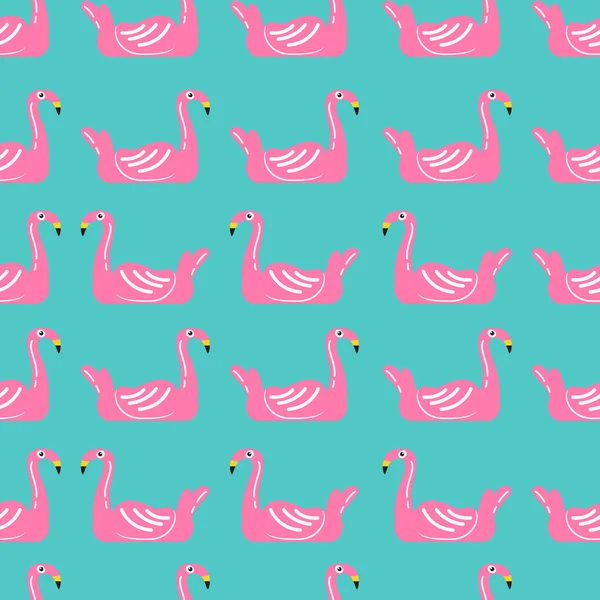 Flamingo swimming ring seamless pattern — Stock Vector