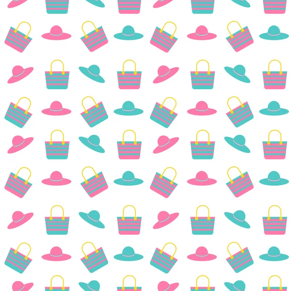 Girl bag and hat seamless pattern — Stock Vector