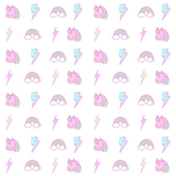 Gökkuşağı tek boynuzlu at ve yıldırım cıvata seamless modeli