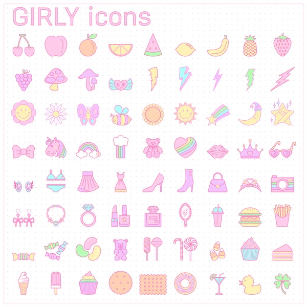 pastel renk tatlı kız gibi Icon set