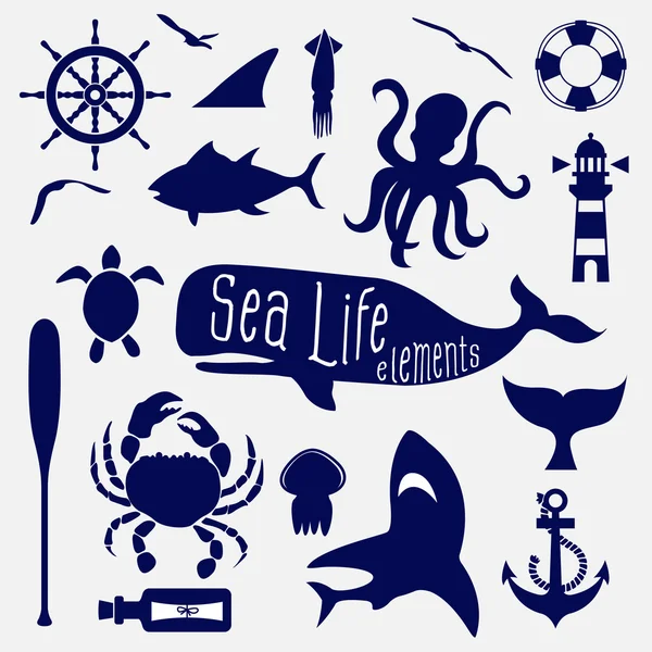 Morze życie element, zestaw ikon Wektor Stockowy