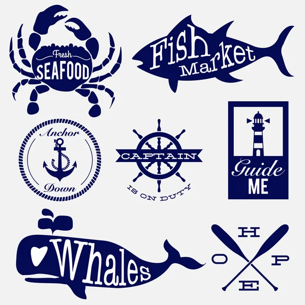 Badges design vintage sea life — Image vectorielle