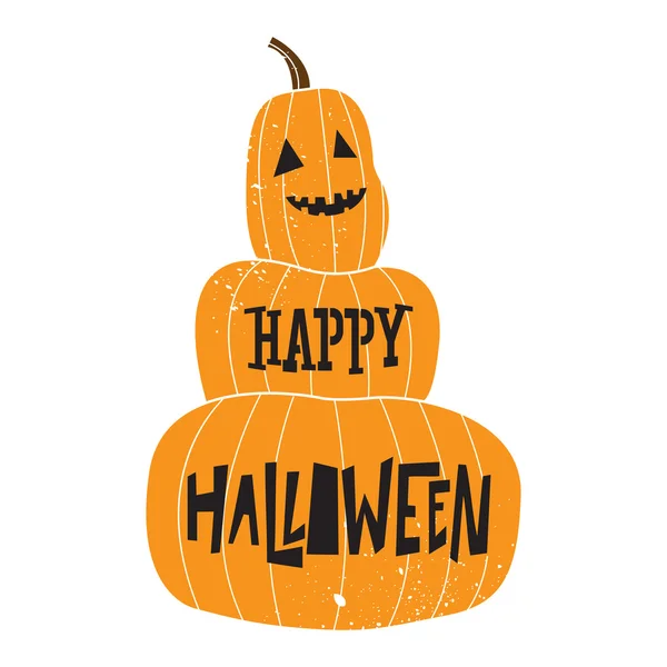 Tarjeta de halloween de calabaza divertida con textura — Vector de stock