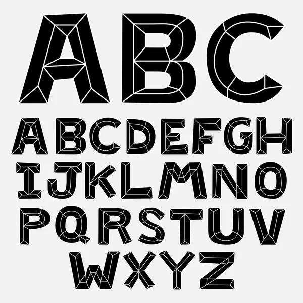 Doodle λοξοτομή αλφάβητο, μαύρο και άσπρο σύνολο — Διανυσματικό Αρχείο