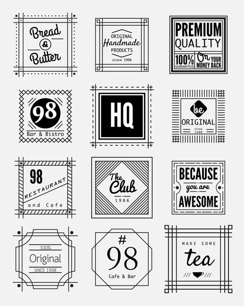 12 vintage square badges collection — Stock Vector