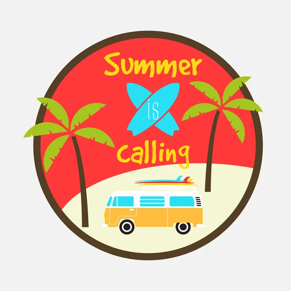 Summer is calling design badge — Stock Vector