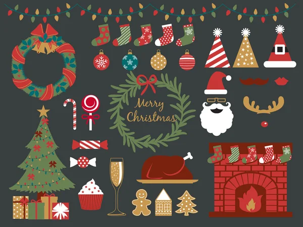 Christmas party collection,happy holiday — Stock Vector