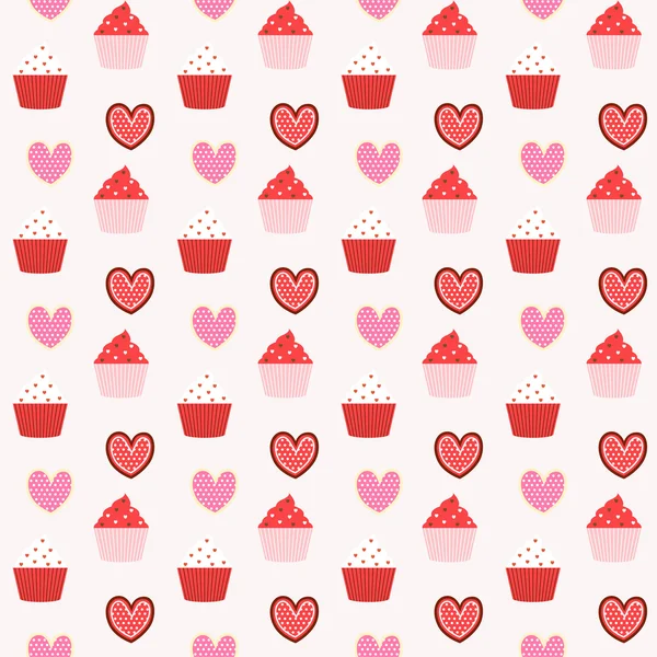 Cupcakes and cookies seamless pattern background — Stock Vector