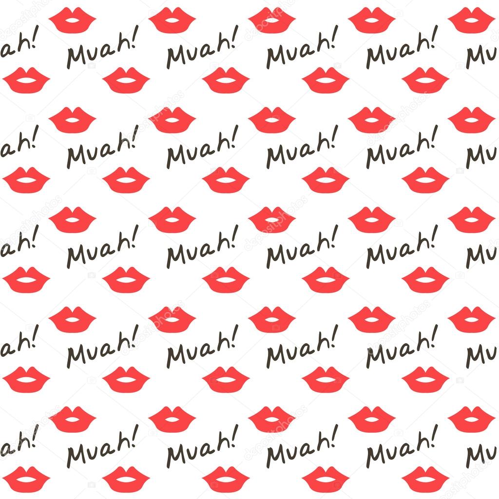 red lips seamless pattern background