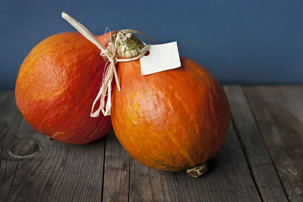 Citrouille de couleur automne sur table en bois . — Photo