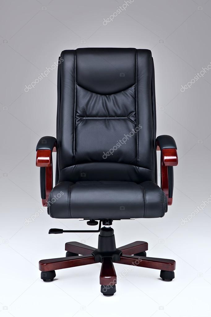 Black leather office chair.