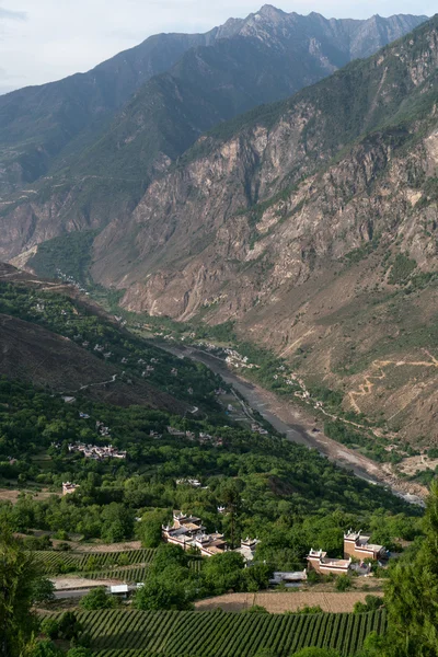 Traditional Tibetan folk residence buildings in a well preserved