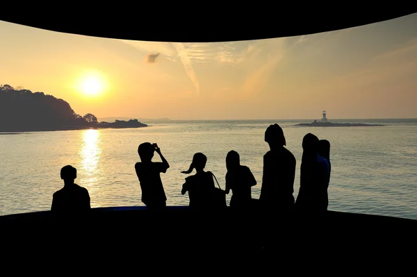 cinema screen with nature photo and audience.