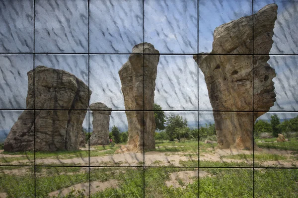 the art of strange stone painting on tile