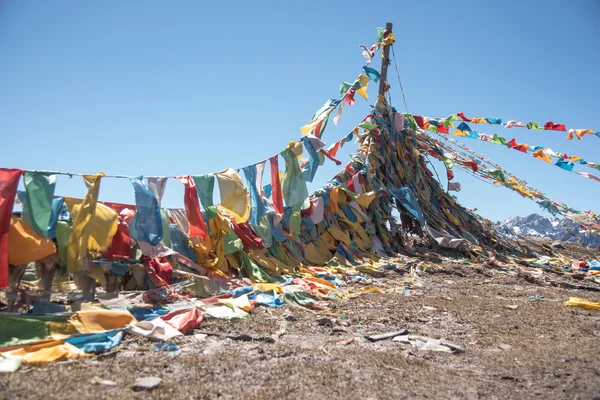 prayer flags in Daocheng, Sichuan Province, China.