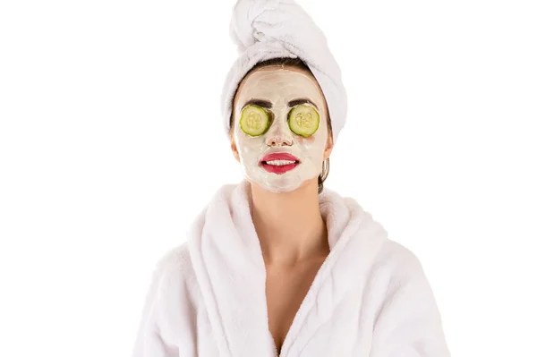 Piękna kobieta z maską na twarzy wellness — Zdjęcie stockowe
