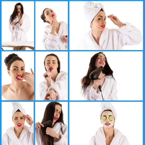 Collage caras atractiva mujer —  Fotos de Stock