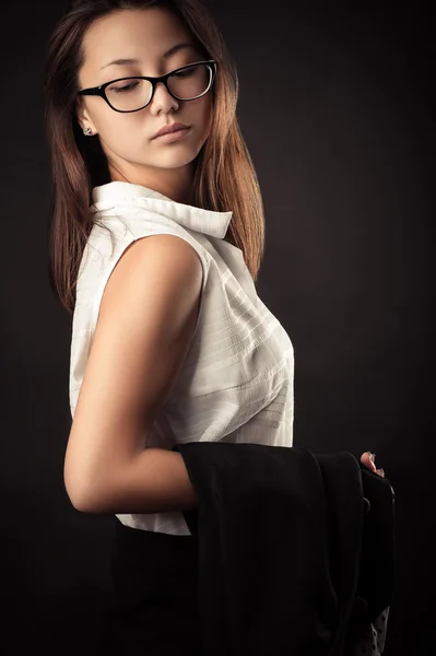 Beautiful teenager girl in blouse and business suit — Stock Photo, Image