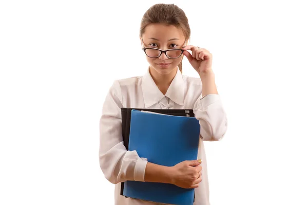 Koreanisch hübsch student mädchen mit brille — Stockfoto