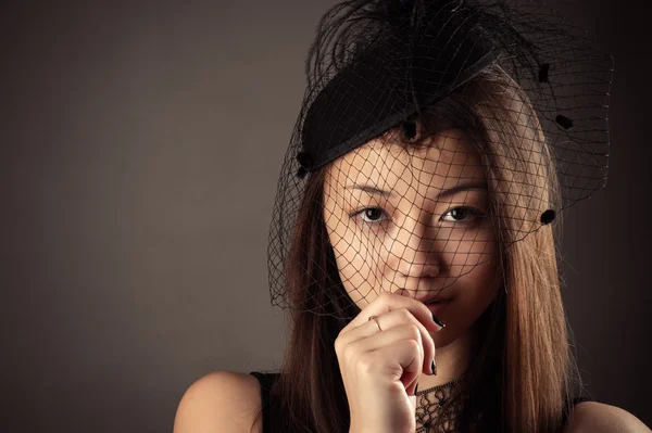 Korean teenager girl with veiled face — Stock Photo, Image