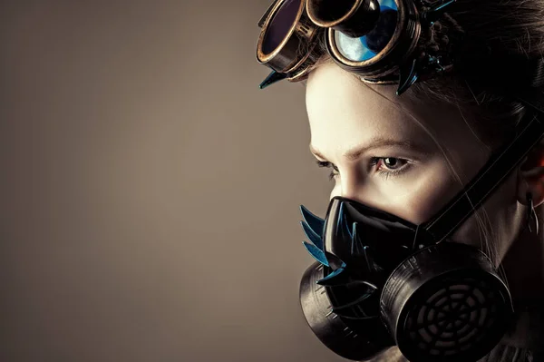 Woman Gas Mask Closeup — Zdjęcie stockowe