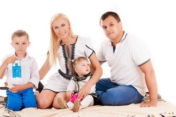 Caucasian family with little children — Stock Photo, Image