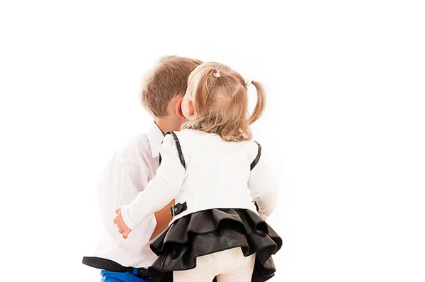 Menina beijando um menino — Fotografia de Stock