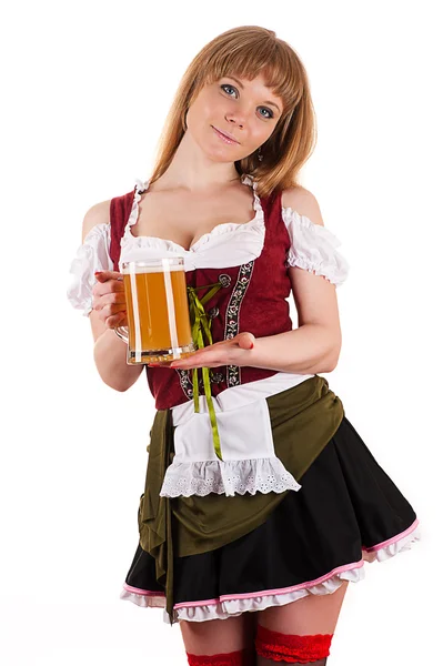 Oktoberfest belle fille avec de la bière — Photo
