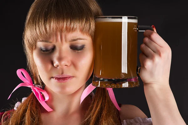 Oktoberfest woman with a hangover — Stock Photo, Image