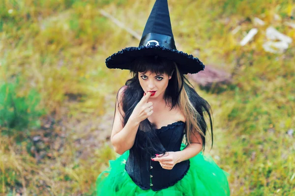 Sexy witch woman flirting — Stock Photo, Image